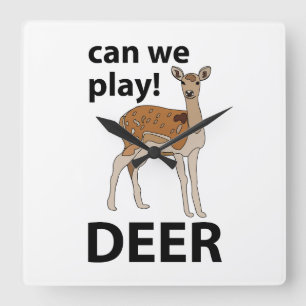 Deer Can We Play Cute Deer Square Wall Clock