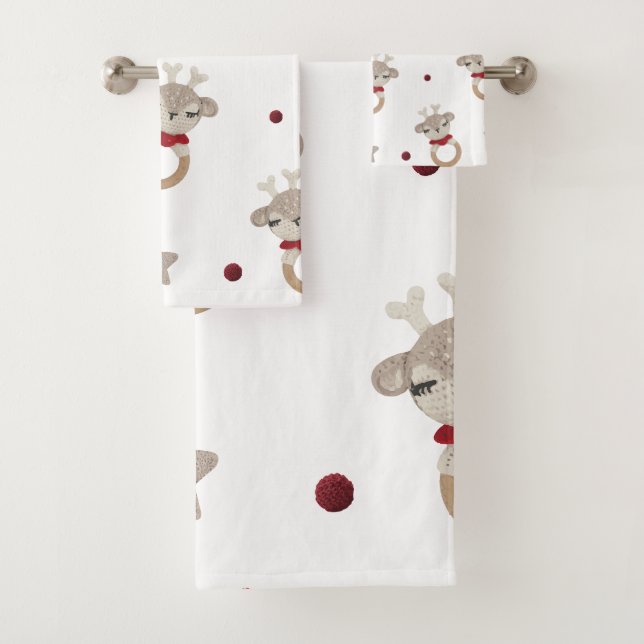 Deer cartoon bath towel set (Insitu)