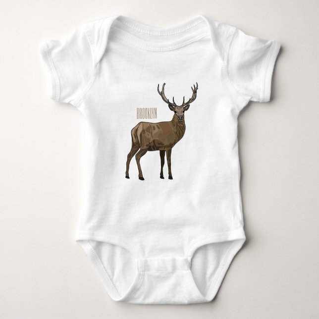 Deer cartoon illustration baby bodysuit (Front)