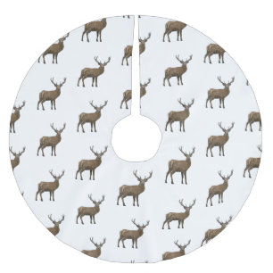 Deer cartoon illustration brushed polyester tree skirt