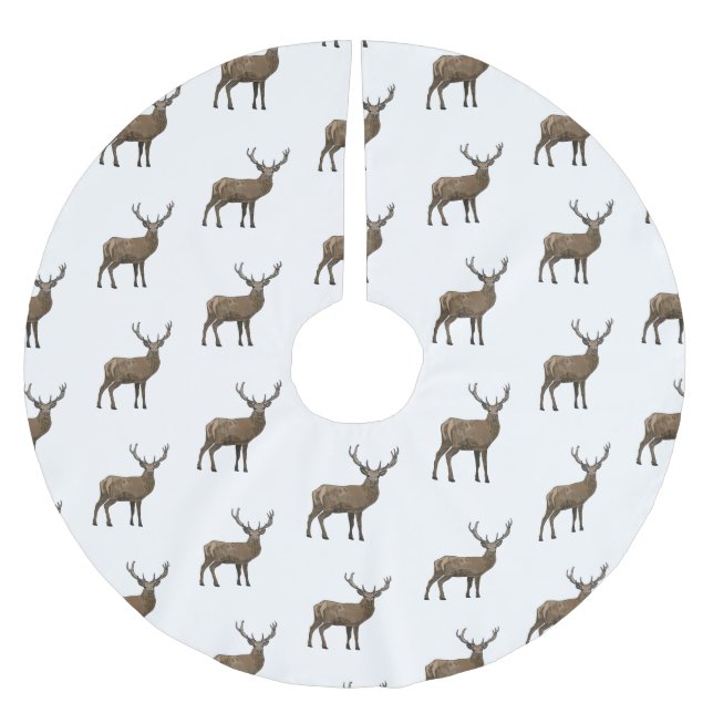 Deer cartoon illustration brushed polyester tree skirt (Front)