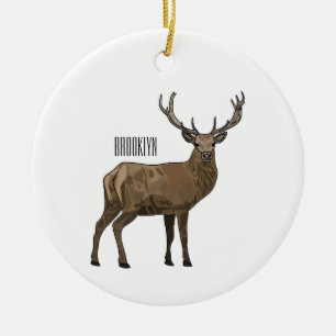 Deer cartoon illustration ceramic tree decoration