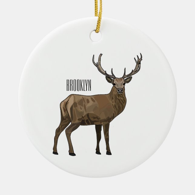 Deer cartoon illustration ceramic tree decoration (Front)