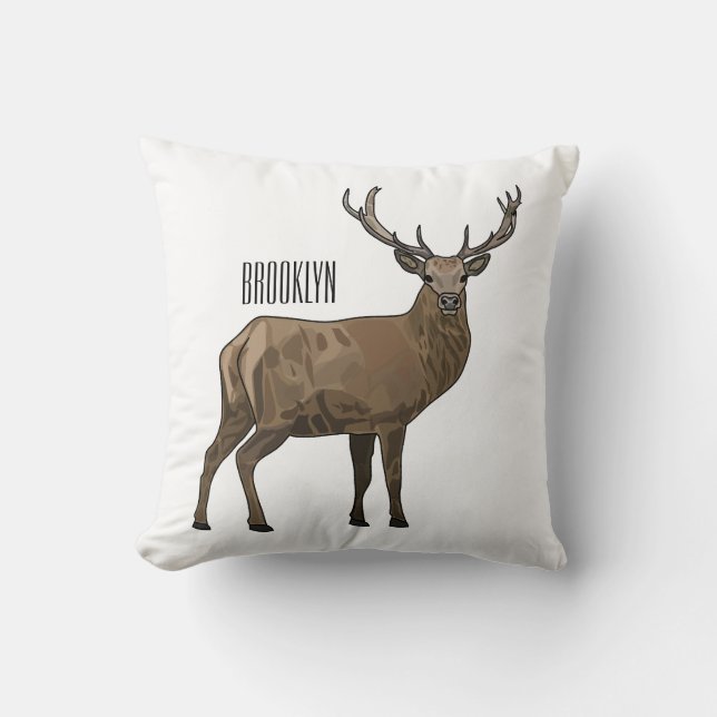 Deer cartoon illustration cushion (Front)