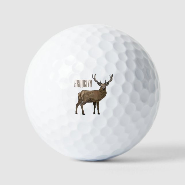 Deer cartoon illustration golf balls (Front)