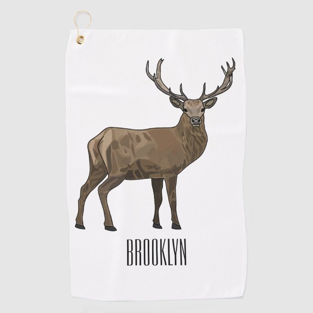 Deer cartoon illustration golf towel (Front)