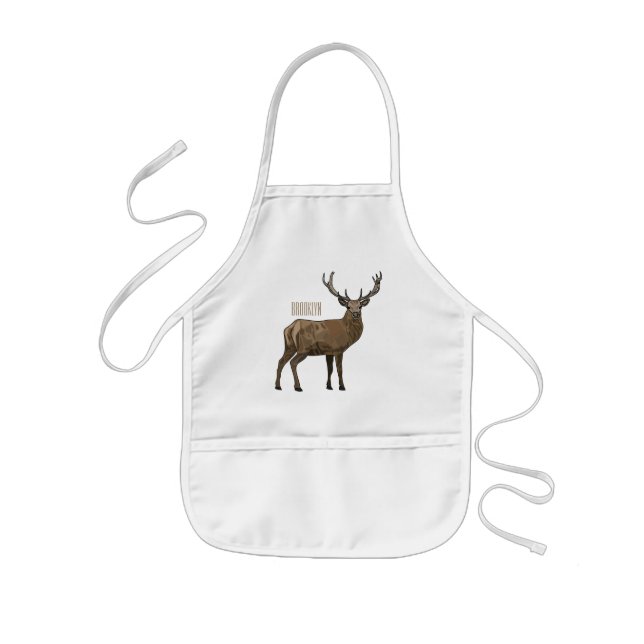 Deer cartoon illustration kids apron (Front)