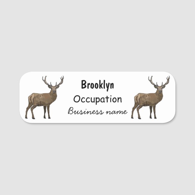 Deer cartoon illustration name tag (Front)