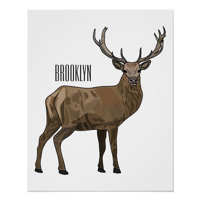 Deer cartoon illustration poster (Front)