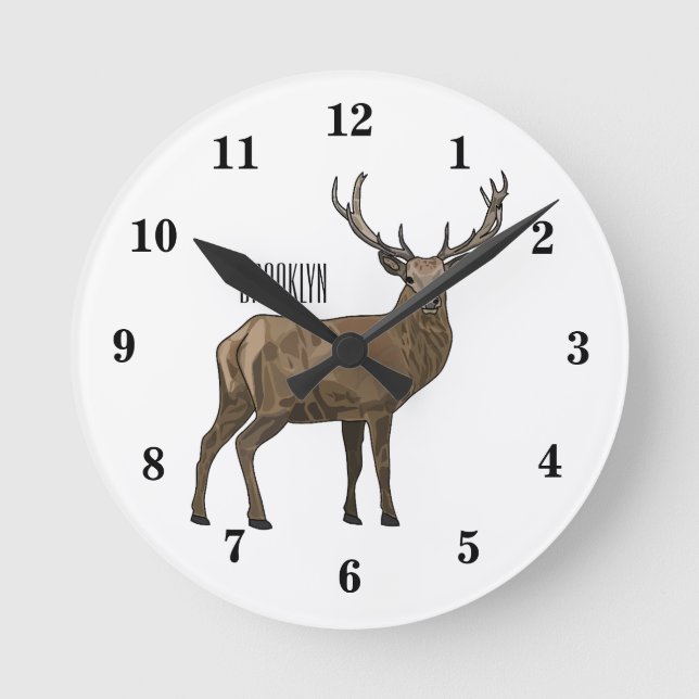 Deer cartoon illustration round clock (Front)