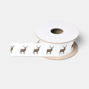 Deer cartoon illustration satin ribbon