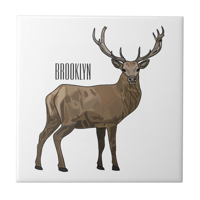 Deer cartoon illustration tile (Front)
