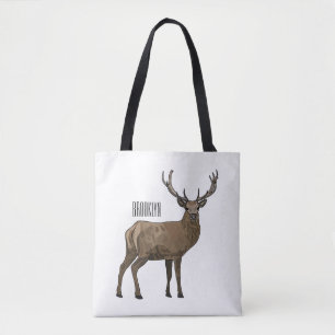 Deer cartoon illustration tote bag