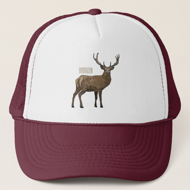 Deer cartoon illustration trucker hat (Front)