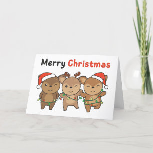Deer Christmas Animals Cute Deer Merry Christmas H Holiday Card