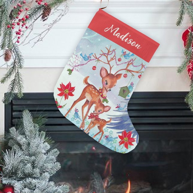 Deer Christmas Birds | Christmas Stocking (Deer Christmas Birds | Christmas Stocking)