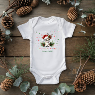 Deer christmas birthday baby bodysuit