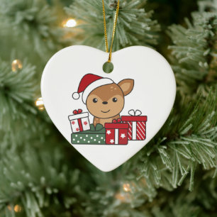 Deer Christmas Gift Winter Animals Deer Ceramic Or Tree Decoration