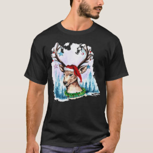 Deer Christmas Hand Drawn  T-Shirt