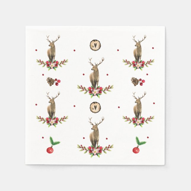 Deer Christmas Idyll Pattern Napkin (Front)