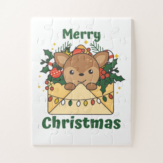 Deer Christmas Letter Winter Animals Deer Jigsaw Puzzle (Vertical)