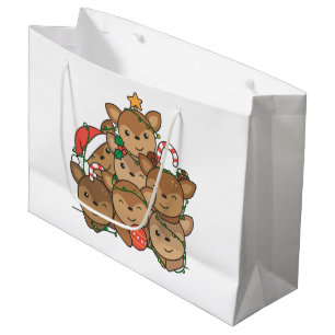 Deer Christmas Tree Funny Animal Christmas Large G Gift Bag