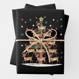 Deer Christmas Tree Funny Holiday Cute Reindeer  Wrapping Paper Sheet