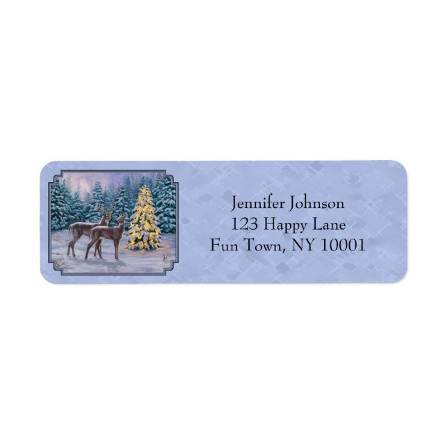 Deer & Christmas Tree Winter Blue (Front)