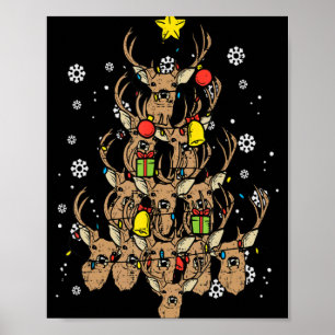 Deer Christmas Tree Xmas Hunting Hunt Men Dad Men Poster