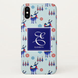 Deer, Christmas Trees, & Snowflakes with Monogram Case-Mate iPhone Case