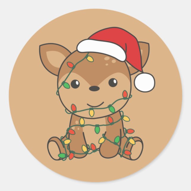 Deer Christmas Winter Animals Deer Classic Round S Sticker (Front)