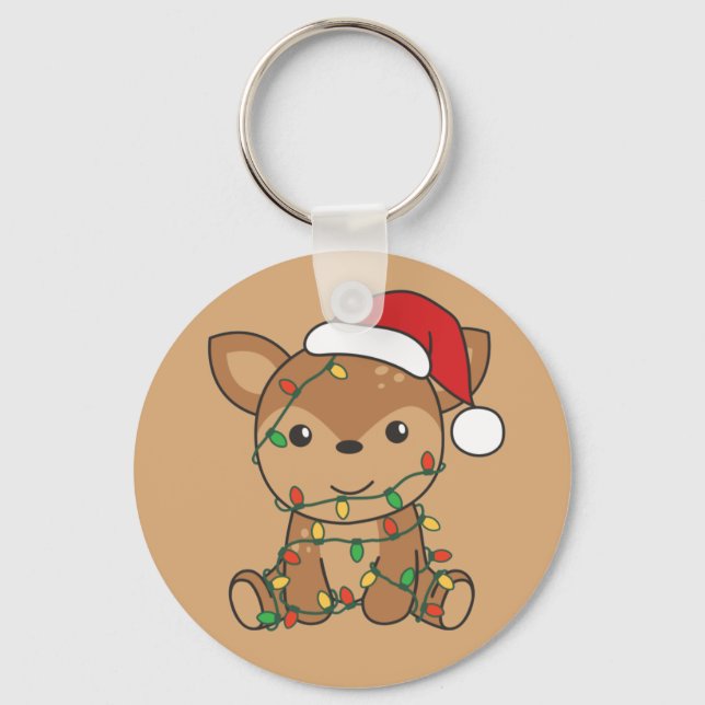 Deer Christmas Winter Animals Deer Keychain (Front)