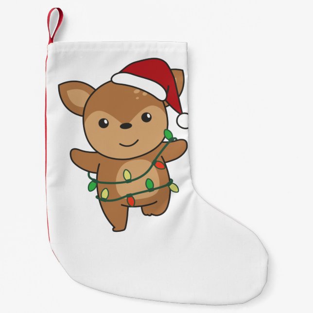 Deer Christmas Winter Animals Deer Small Christmas Stocking (Front)