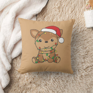 Deer Christmas Winter Animals Deer Throw Pillow