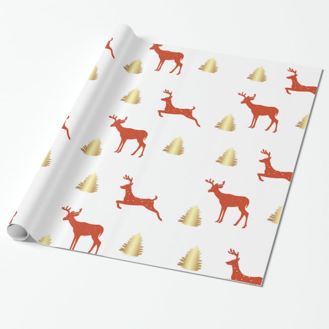 Deer Christmas Wrapping Paper (Unrolled)