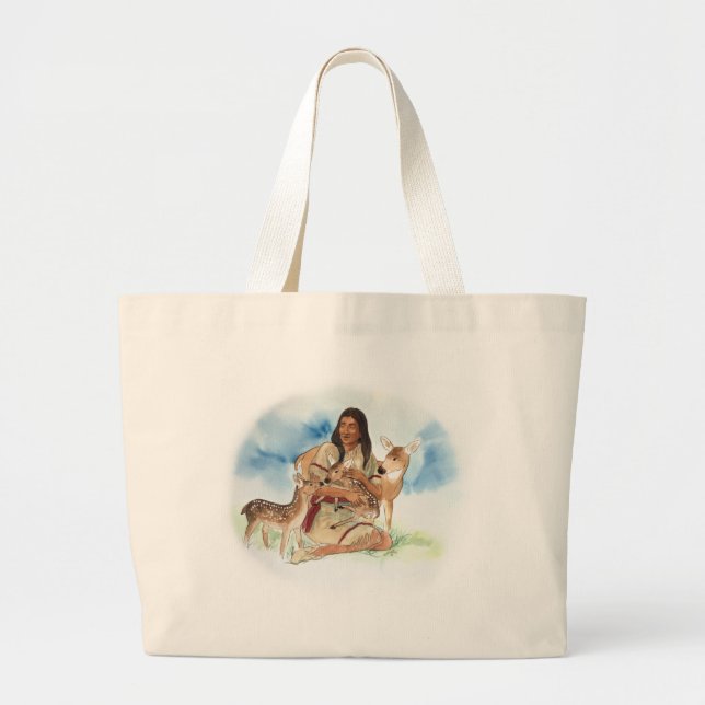 Deer Clan Mother Large Tote Bag (Front)