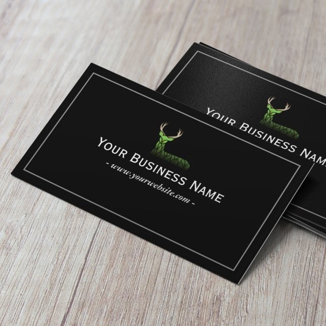 Deer Classic Framed Plain Black Professional Business Card (Creator Uploaded)