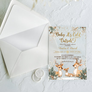 Deer Cold Outside Baby Shower Acrylic Invitations