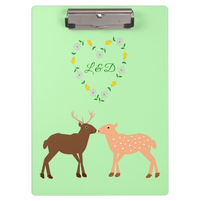 Deer Couple and Daisy Heart Custom Clipboard (Front)