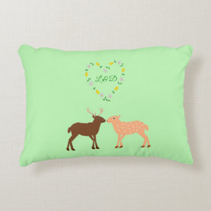Deer Couple and Daisy Heart Custom Decorative Cushion