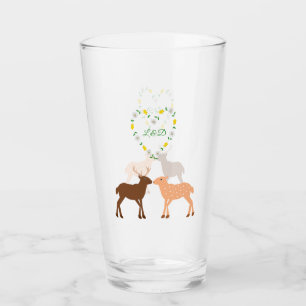 Deer Couple and Daisy Heart Custom Glass