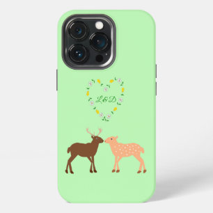 Deer Couple and Daisy Heart Custom iPhone 13 Pro Case