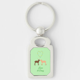 Deer Couple and Daisy Heart Custom Key Ring