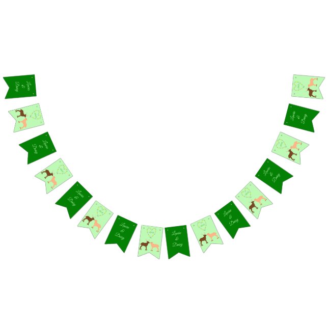 Deer Couple and Daisy Heart Custom Wedding Bunting (All)