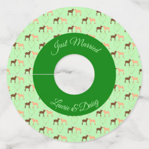 Deer Couple and Daisy Heart Custom Wedding Wine Glass Tag