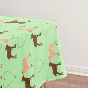 Deer Couple and Daisy Heart Tablecloth
