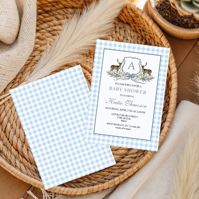 Deer Crest Monogram Deer Hunting Baby shower  Invitation (Creator Uploaded)