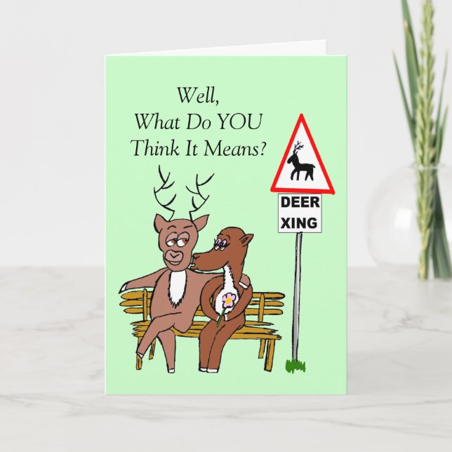 Deer crossing/kissing (UK) Card (Front)