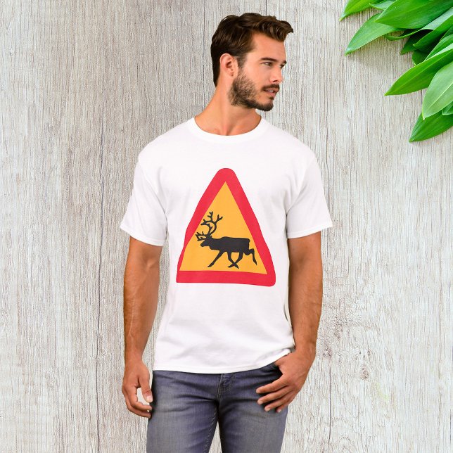 Deer Crossing Road Sign Mens T-Shirt (Creator Uploaded)