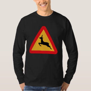 Deer Crossing Road Sign T-Shirt